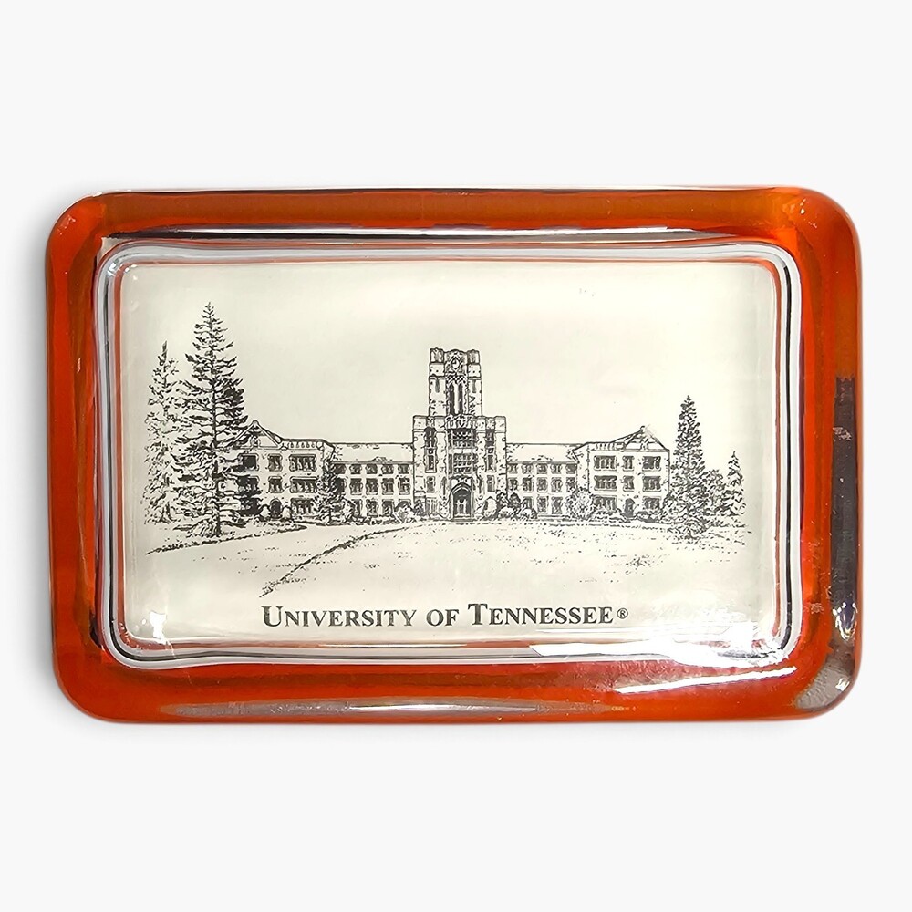 University of Tennessee Ayres Hall Glass Paperweight Orange Licensed UT Vols